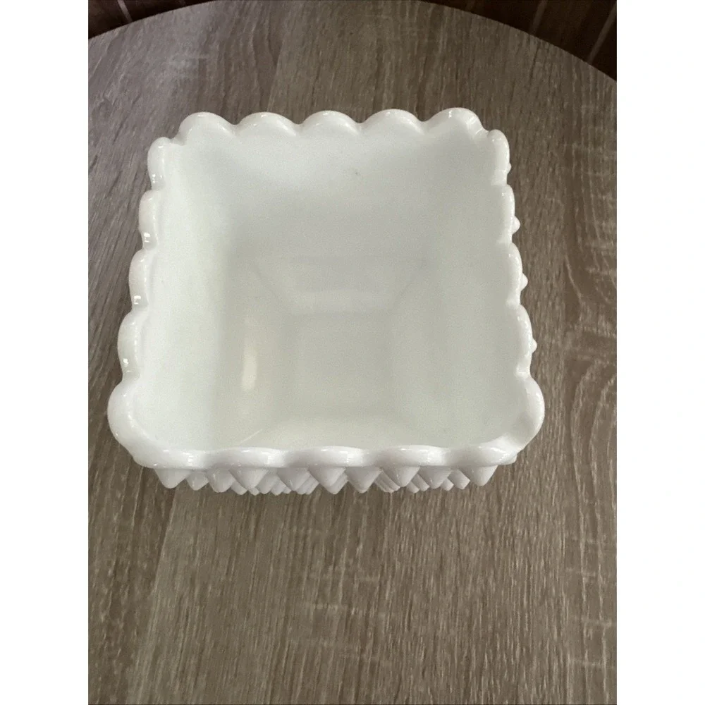 Vintage Fenton Pointy Hobnail Milk Glass Planter Vase Candy Dish White